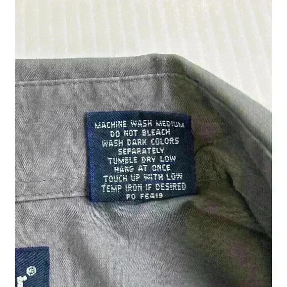 John Blair Mens Size 16 Button Up Shirt Gray Long Sleeve Cotton Polyester - Picture 7 of 10